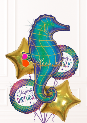 Holographic Seahorse Birthday Bouquet